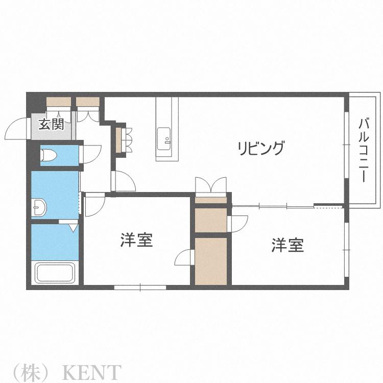 キャラメル(2LDK/2階)の間取り写真