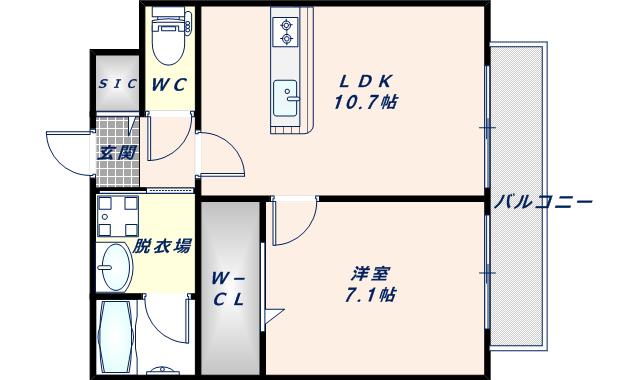 アビタシオン巽(1LDK/1階)の間取り写真