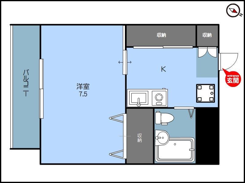 グランティ新潟(1K/9階)の間取り写真