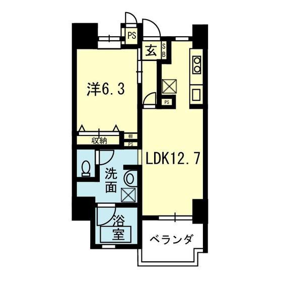 ドノーレ南熊本(1LDK/9階)の間取り写真