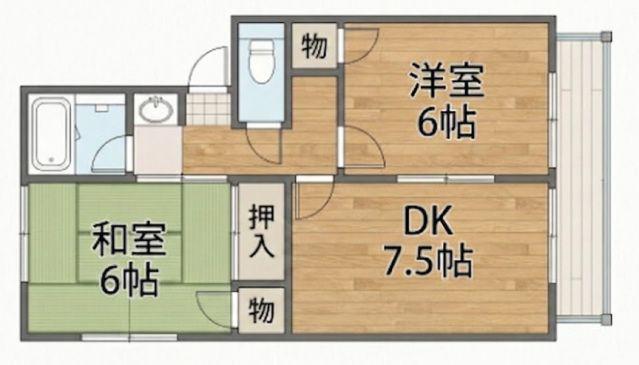 サンサリーレ西川原(2DK/2階)の間取り写真