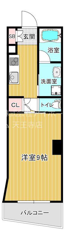 CITY SPIRE美章園(1K/8階)の間取り写真