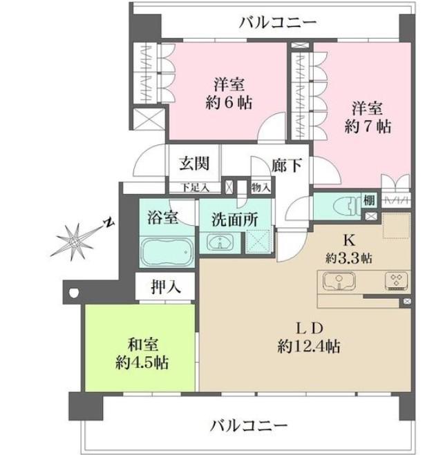 藤和シティホームズ大須南(3LDK/9階)の間取り写真
