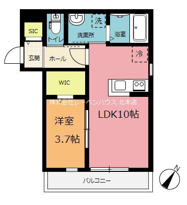 プライスI(1LDK/2階)の間取り写真