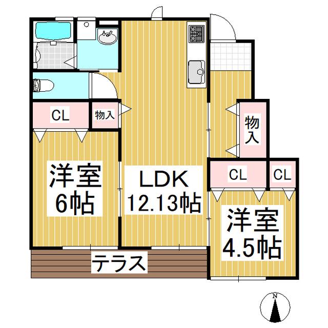 AP PLUS-FUJI(2LDK/1階)の間取り写真