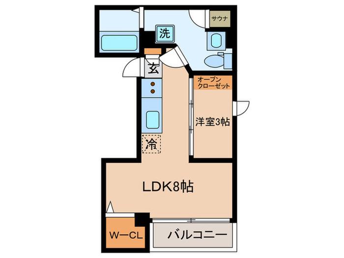 B´CASA横浜三ツ沢(1LDK/3階)の間取り写真