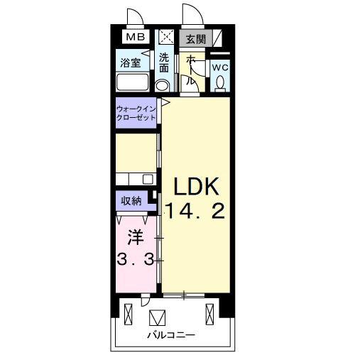 MS25(1LDK/1階)の間取り写真