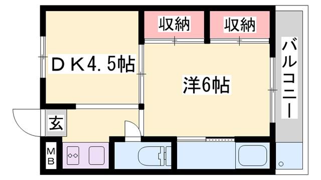 ビレッジハウス今在家(1DK/2階)の間取り写真