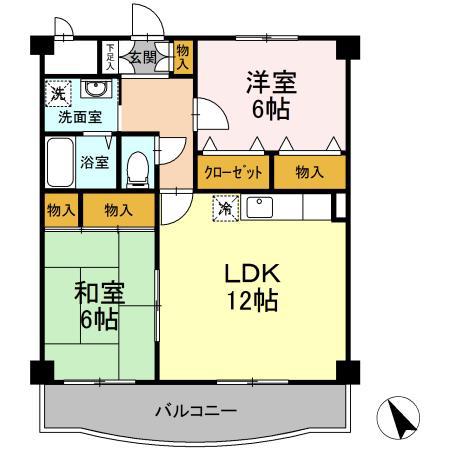 ブリリアントヒルズ(2LDK/3階)の間取り写真