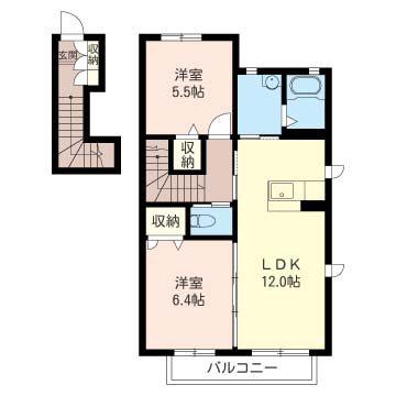 モアナ A(2LDK/2階)の間取り写真