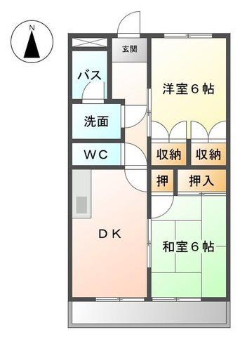 みどりハイム(2DK/1階)の間取り写真