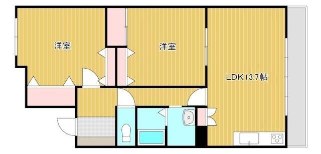 ビオラ田町(2LDK/12階)の間取り写真