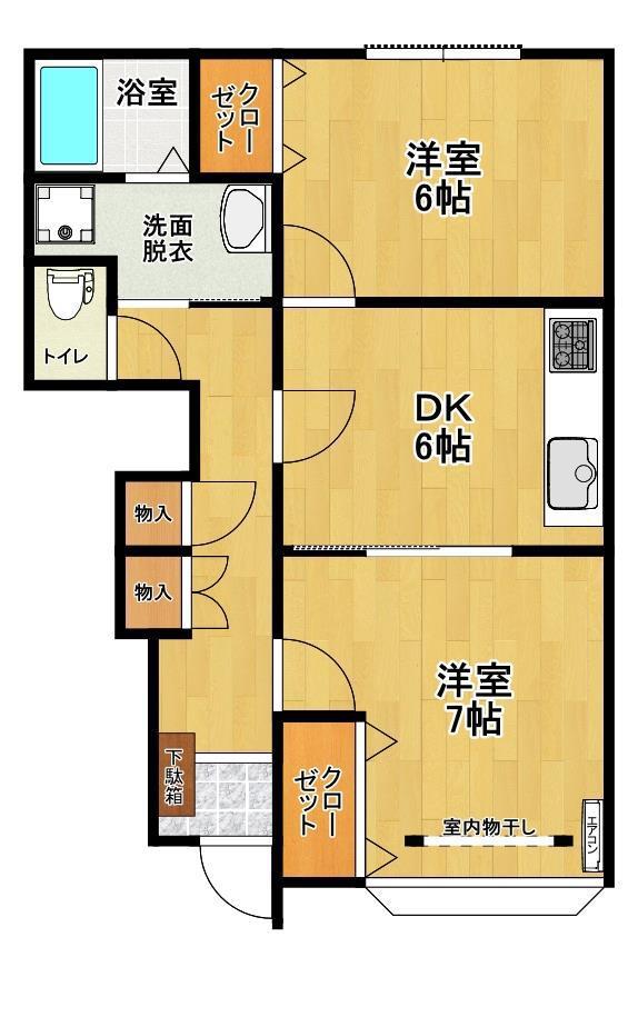 エクセルヴィレッジ(2DK/1階)の間取り写真