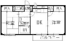 SURPLUS貴梨(2DK/2階)の間取り写真