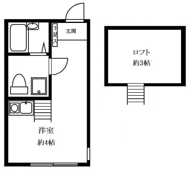 ブランドール北見方(ワンルーム/2階)の間取り写真
