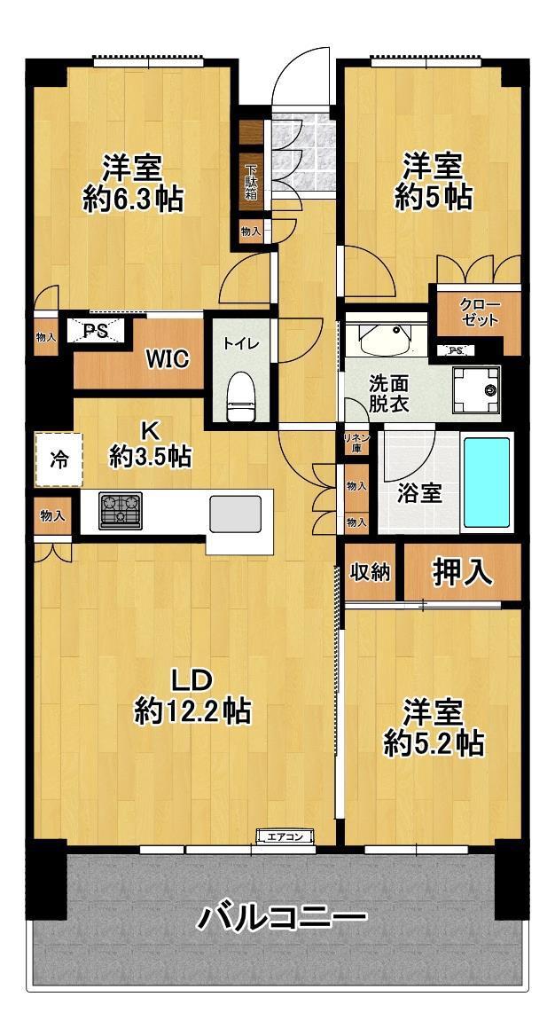 プラウドタワー郡山(3LDK/16階)の間取り写真
