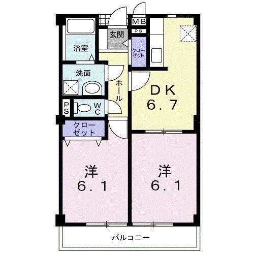 プレシャス(2DK/2階)の間取り写真