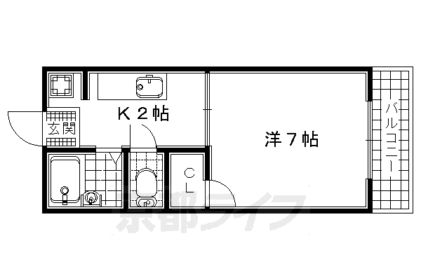 水山ハイツB棟(1K/1階)の間取り写真