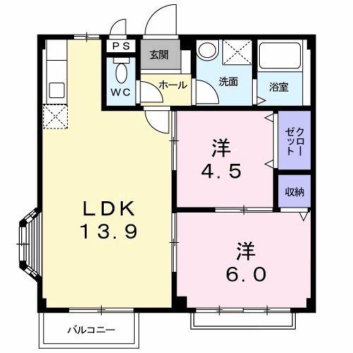 エルディム大町(2LDK/2階)の間取り写真