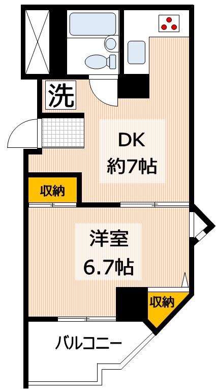 シティ音羽(1DK/8階)の間取り写真