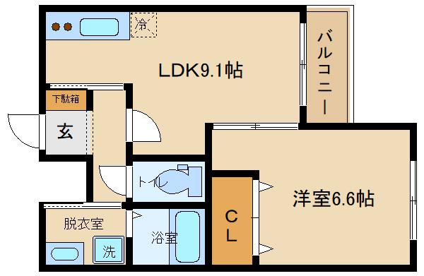 ステラウッド旭ヶ丘(1LDK/2階)の間取り写真