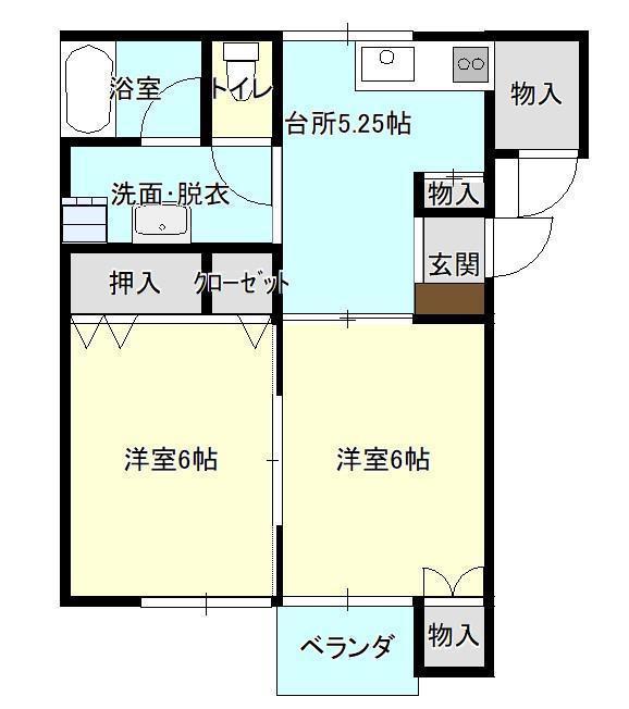 ガーデンハウス牧野(2DK/1階)の間取り写真