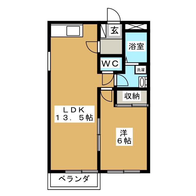 グランデュール(1LDK/1階)の間取り写真