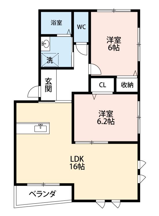 ベルエトワールII(2LDK/2階)の間取り写真