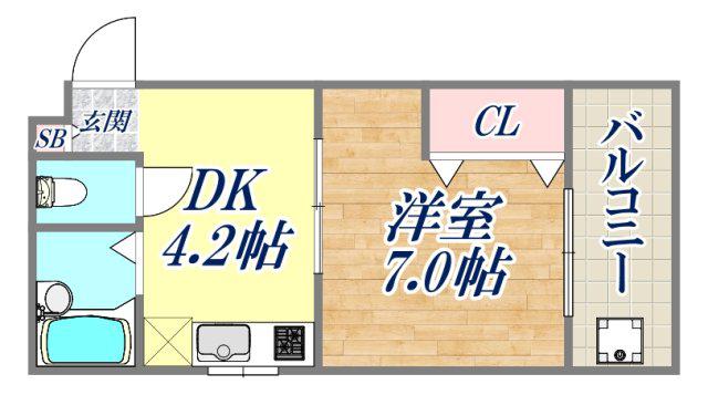 セルダンハイツ御影(1DK/1階)の間取り写真