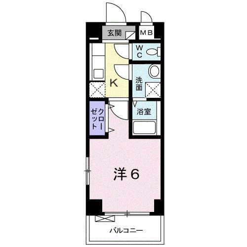 YNハイムI(1K/2階)の間取り写真