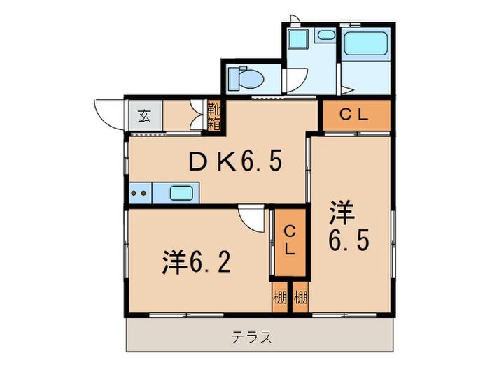 ルームズ前田(2DK/1階)の間取り写真