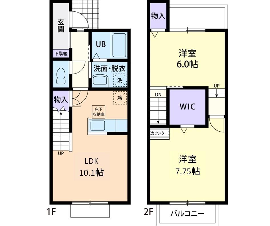 犬猫桜 B(2LDK/1階)の間取り写真