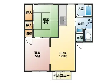 カーサ・パーチェ(2LDK/2階)の間取り写真