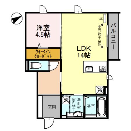 グランカーサ十三間町(1LDK/2階)の間取り写真