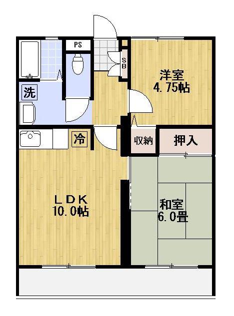 メゾンブラン(2LDK/1階)の間取り写真