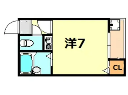 六甲参番館(ワンルーム/2階)の間取り写真
