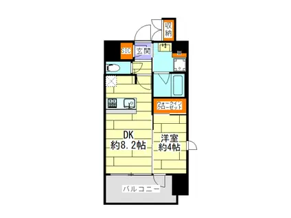 エステムコート谷町九丁目(1DK/10階)の間取り写真