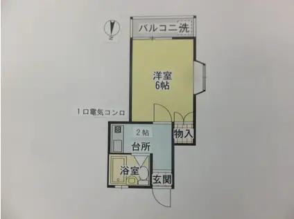 武里ビレッジ(1K/2階)の間取り写真