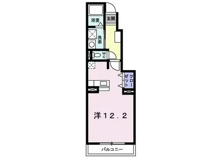 カサ・デル・ブリッサ(ワンルーム/1階)の間取り写真