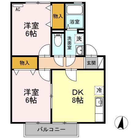 セジュール新市 B棟(2DK/2階)の間取り写真