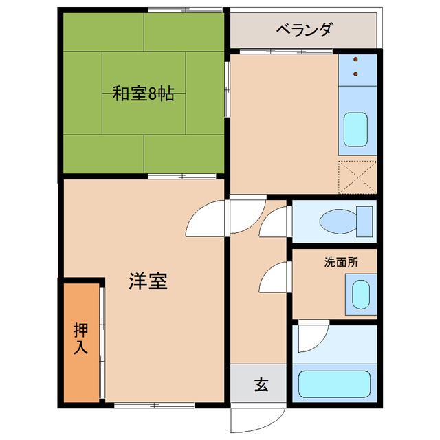 ヴィトン(2DK/1階)の間取り写真