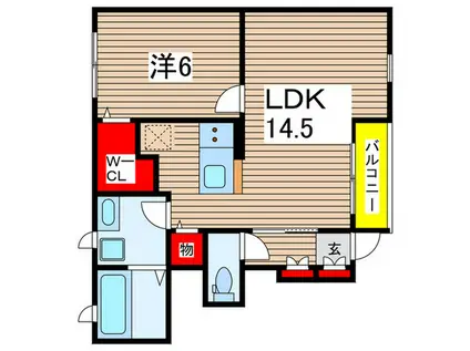 菜の花レジデンス(1LDK/1階)の間取り写真