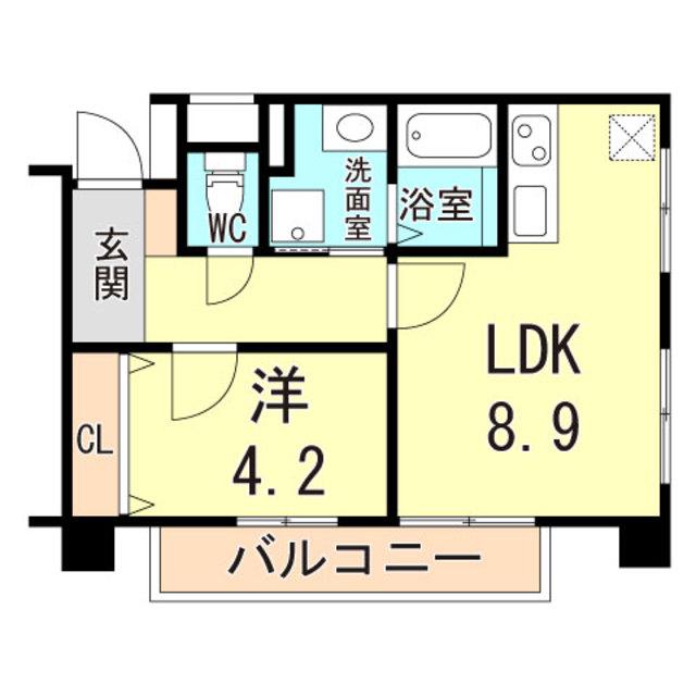 芦屋リバーウエストマンション(1LDK/3階)の間取り写真