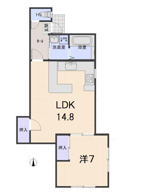 メルフォルン(1LDK/1階)の間取り写真