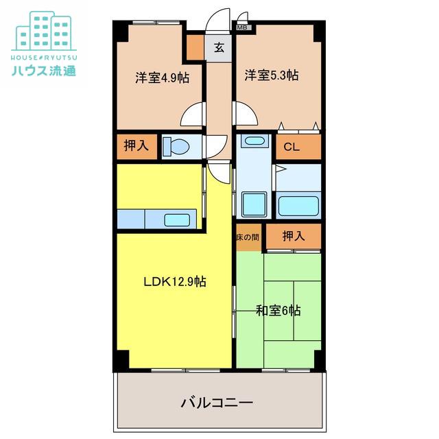ゆうゆう西山(3LDK/3階)の間取り写真