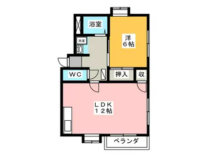 シャトレFII(1LDK/1階)の間取り写真