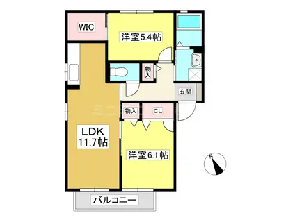 インフィニIII(2LDK/2階)の間取り写真