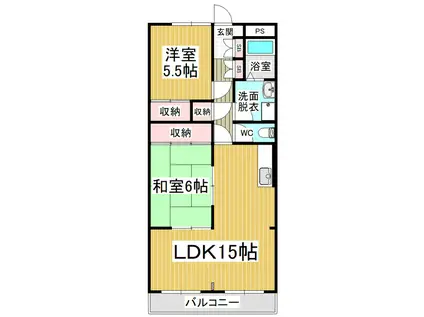 徒士町アパルトメント(2LDK/1階)の間取り写真