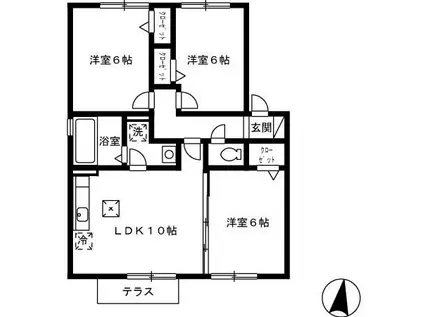 セジュールSAKURA A棟(3LDK/1階)の間取り写真