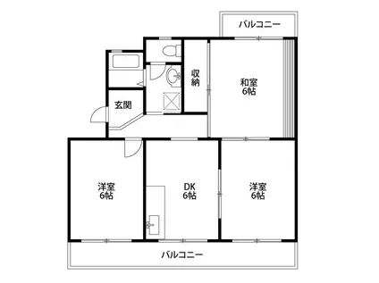 プライムハイツB(3DK/1階)の間取り写真